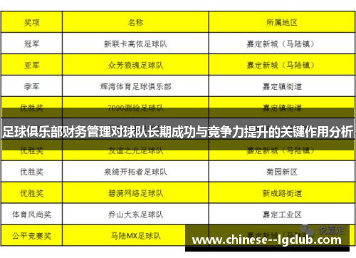 足球俱乐部财务管理对球队长期成功与竞争力提升的关键作用分析 足球俱乐部财务管理对球队长期成功与竞争力提升的关键作用分析